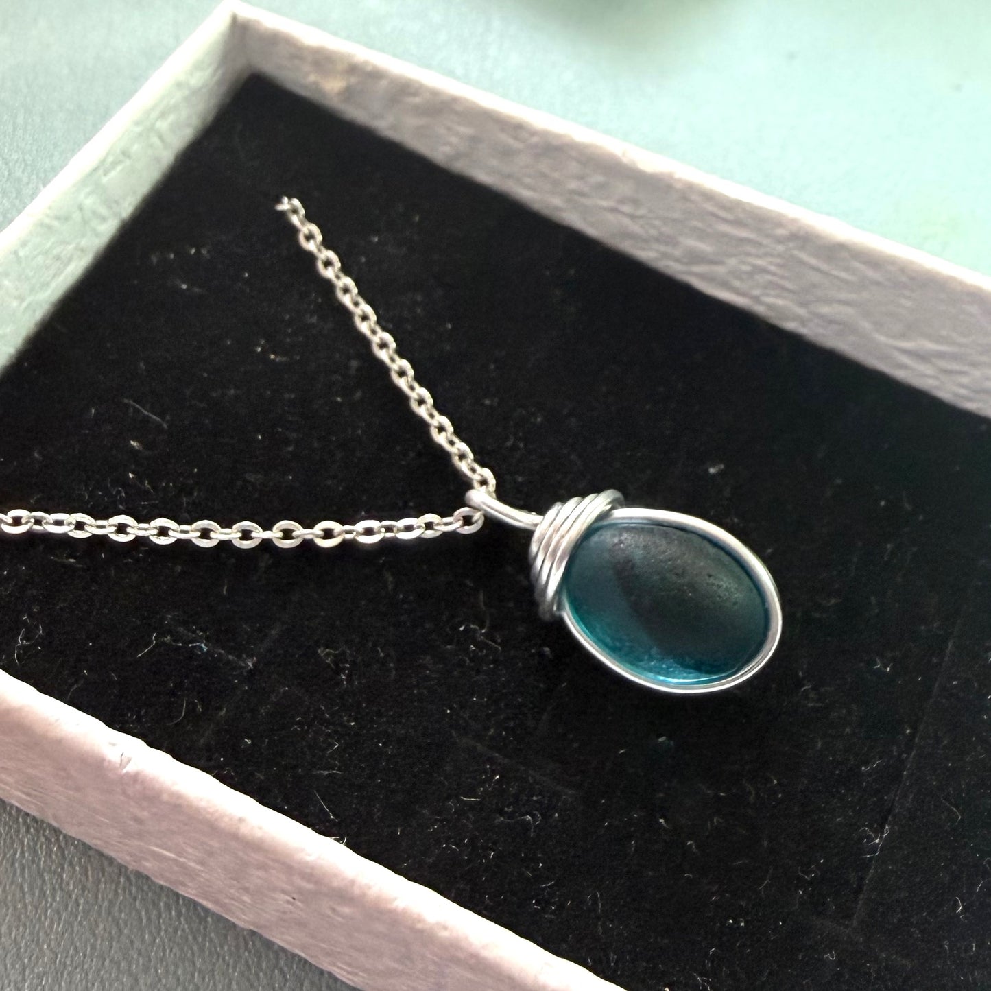 Seaham Sea Glass Multi Tone Turquoise Pendant