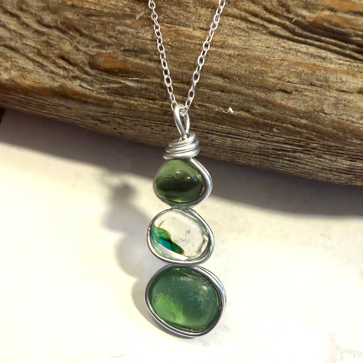 Three Piece Seaham Sea Glass Pendant