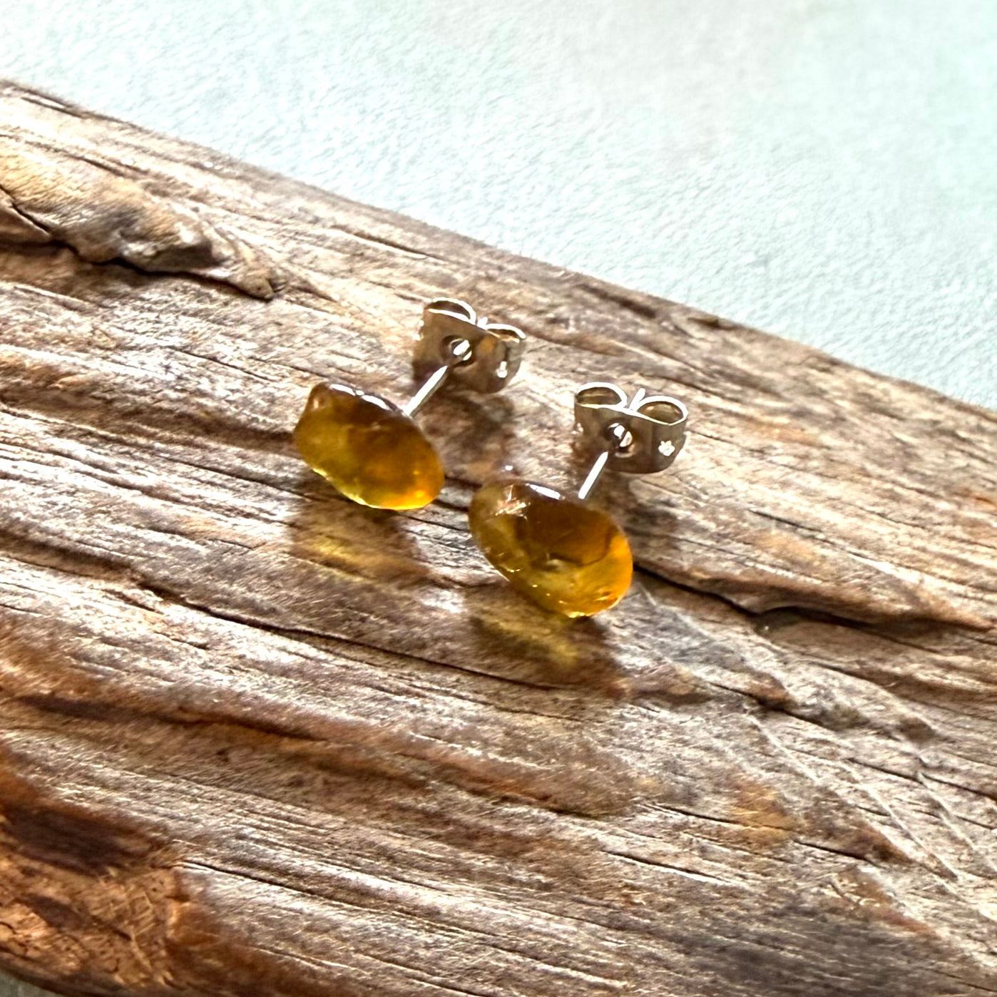Yellow Seaham Glass Stud Earrings