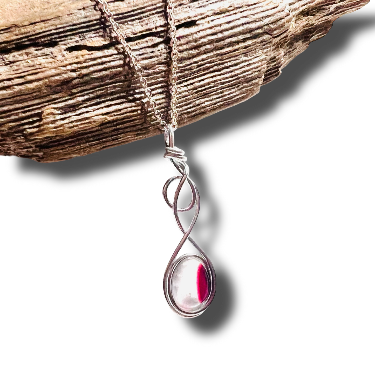 Rare Pink and Purple Seaham Sea Glass pendant