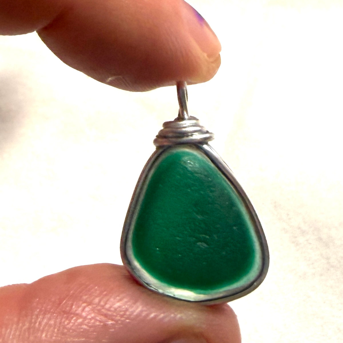 Large Turquoise Green Seaham Sea Glass Multi Pendant