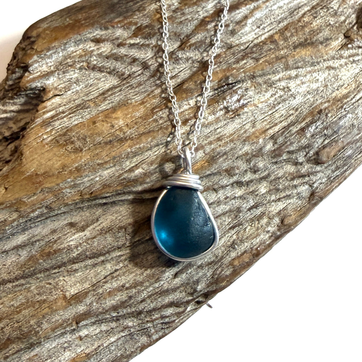 Deep Turquoise Seaham Sea Glass Pendant