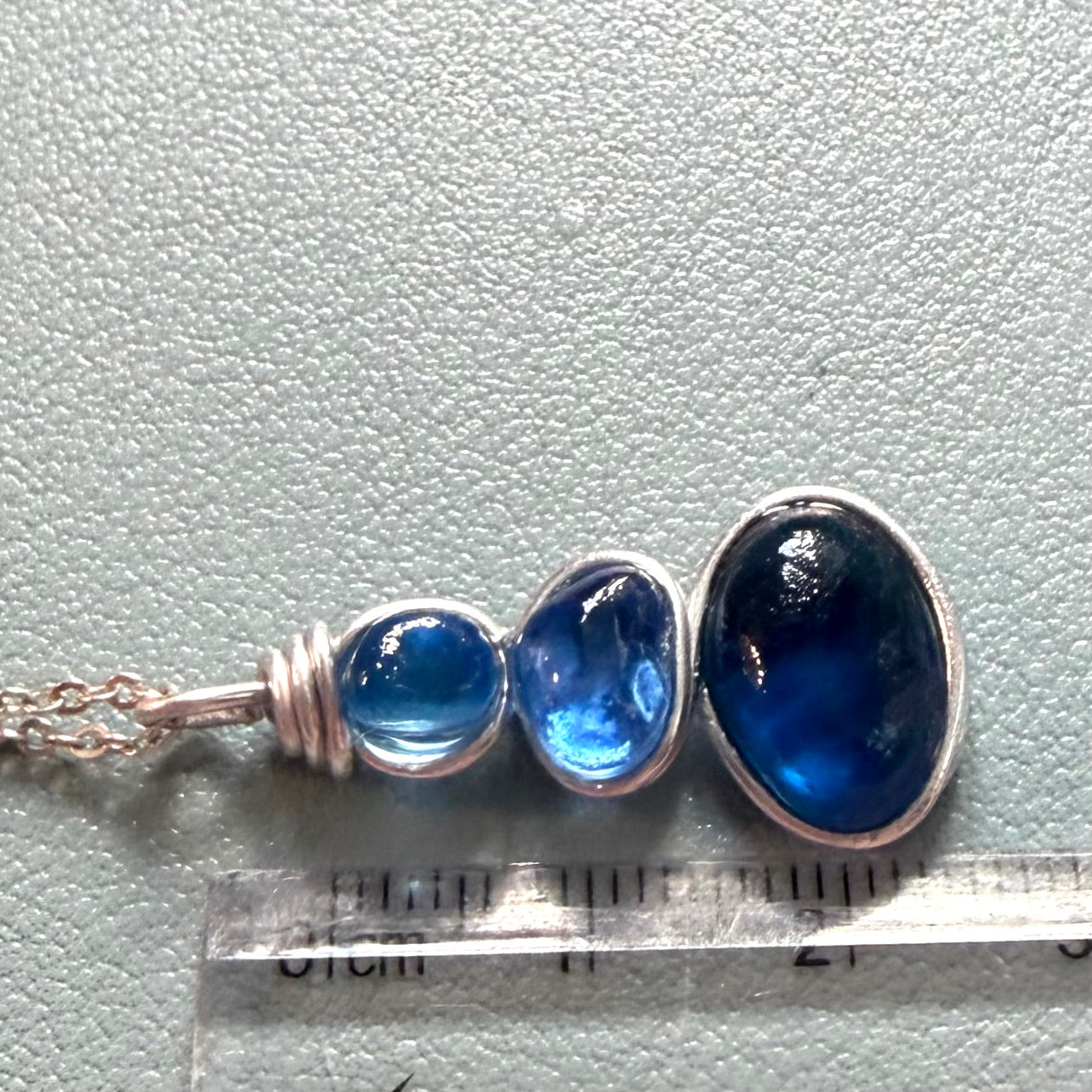 Blue Three Piece Seaham Sea Glass Pendant