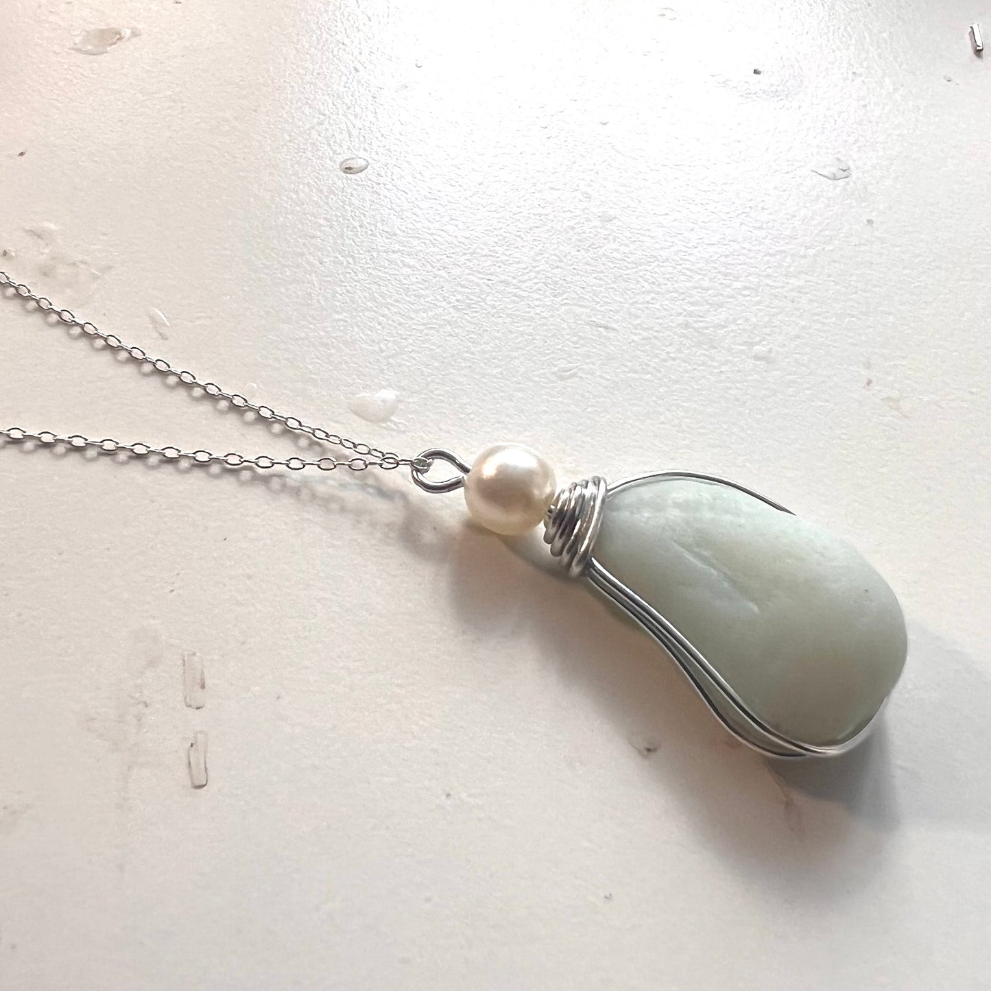 Rare Large Opalescent Seaham Sea Glass Pendant