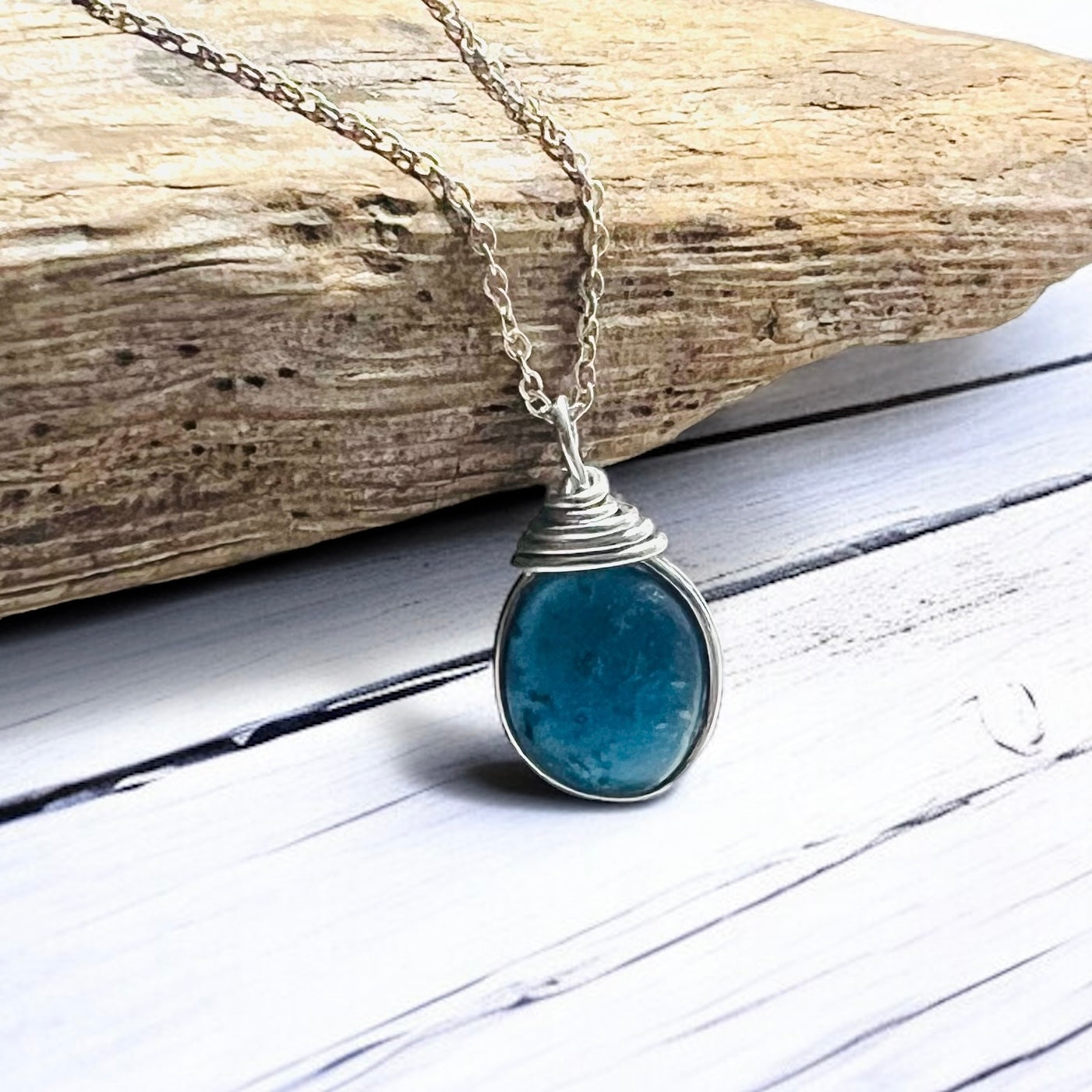 Mid Blue Seaham Sea Glass Pendant