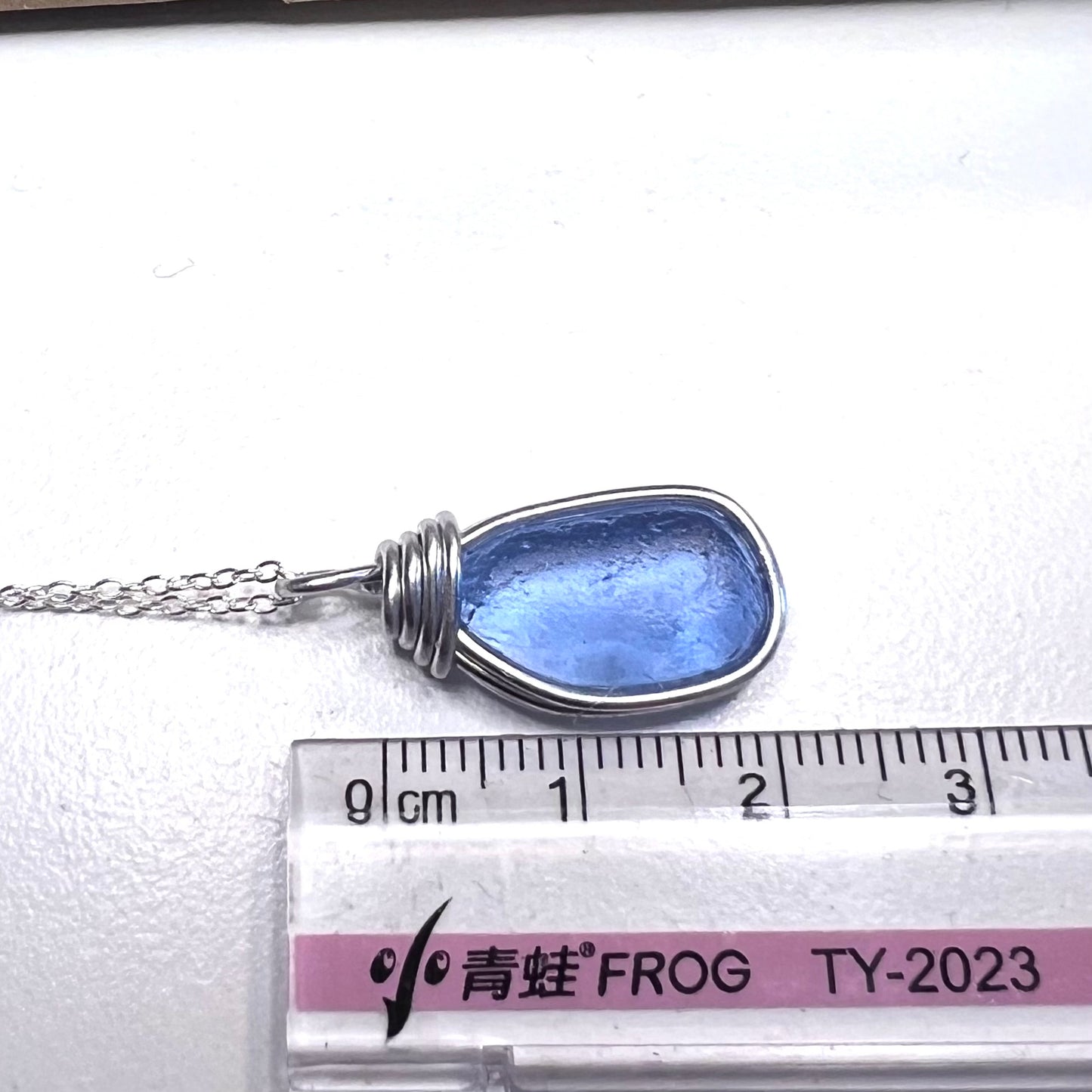 Light Cornflower Blue Seaham Sea Glass Pendant