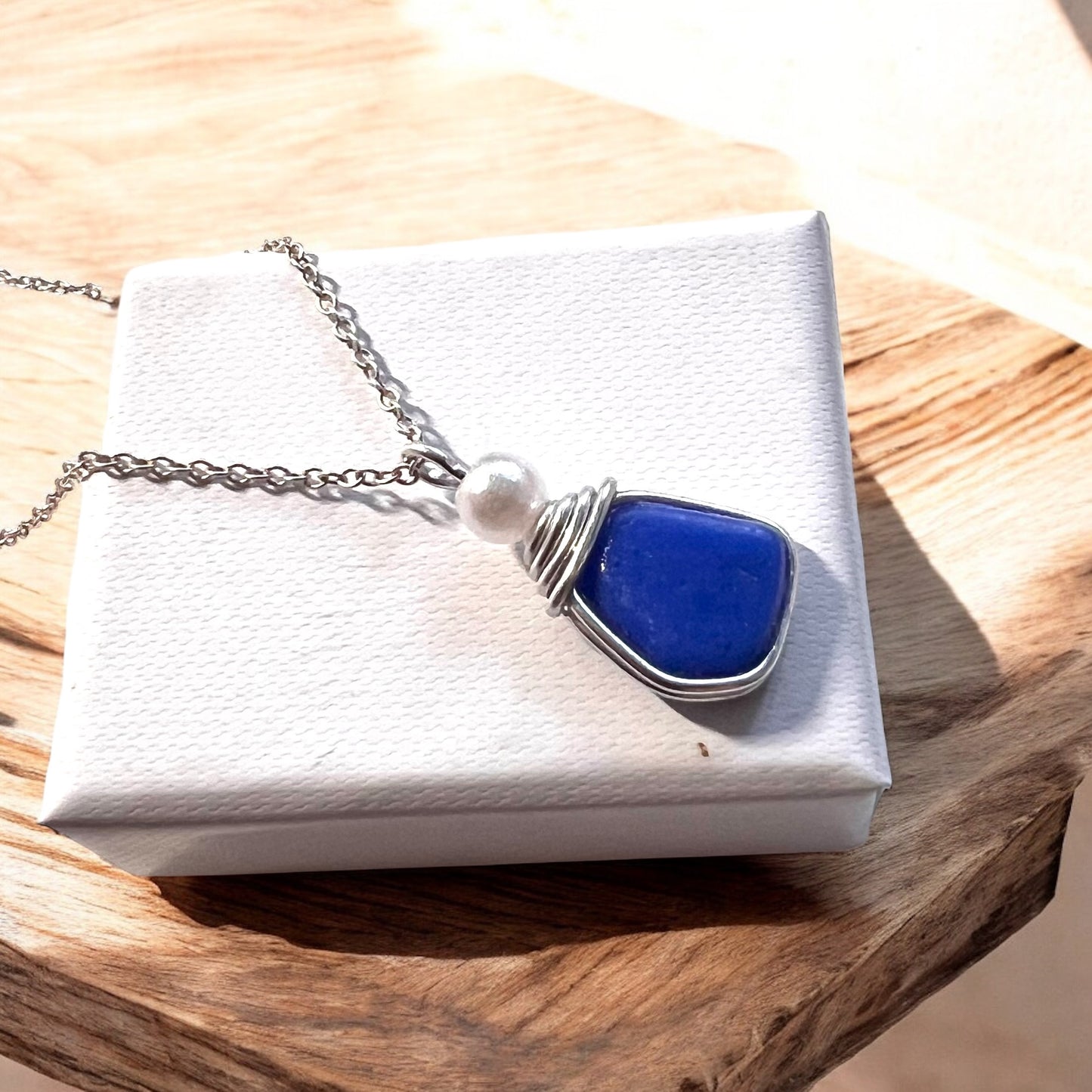 Blue Seaham Sea Glass Pendant