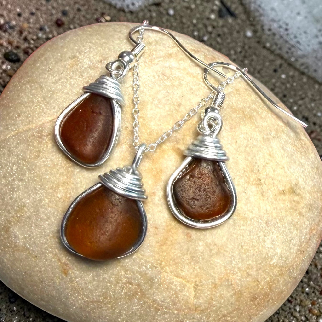 Amber Brown Seaham Sea Glass Jewellery