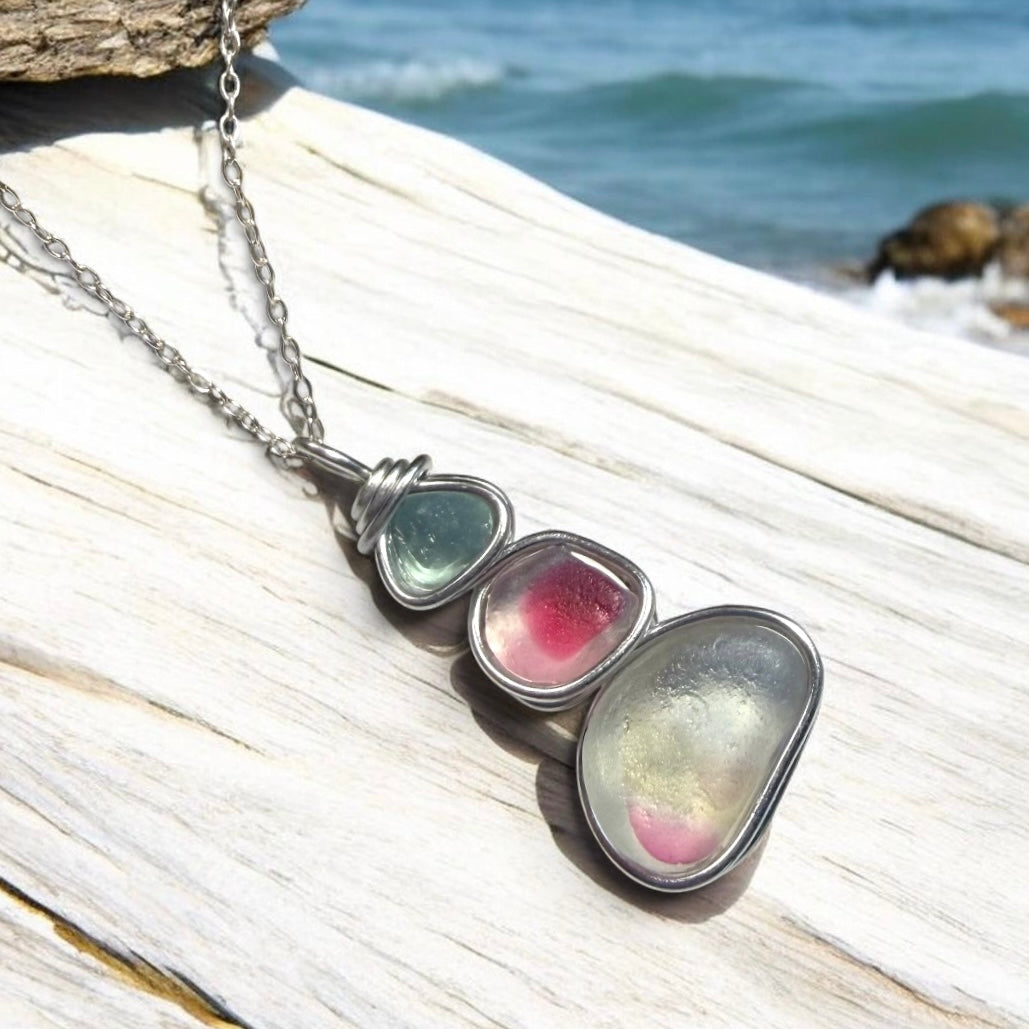 Multi Tone Seaham Sea Glass Multi Pendant
