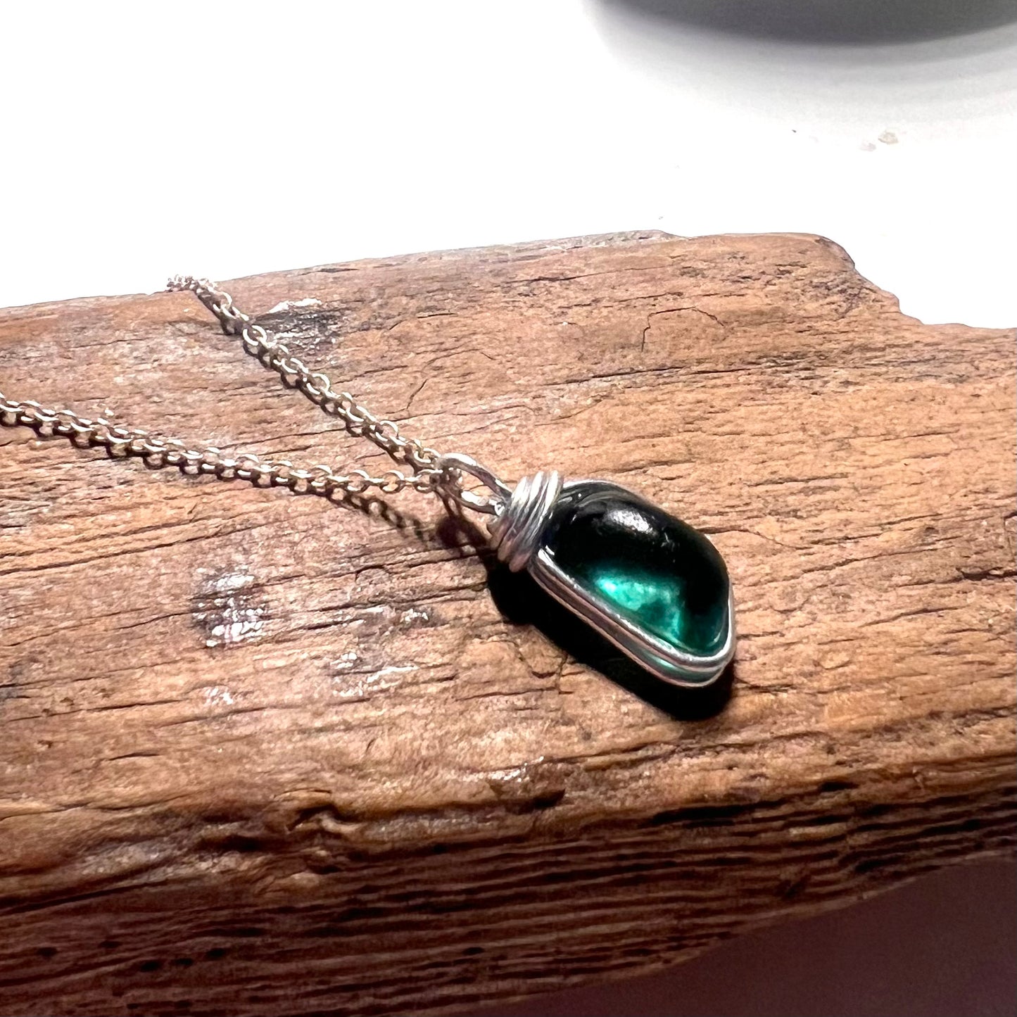 Turquoise Seaham Sea Glass Pendant