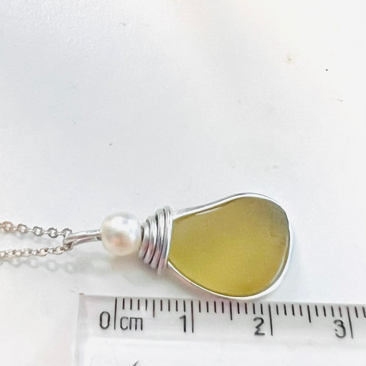 Rare Sunny Yellow Sea Glass Pendant