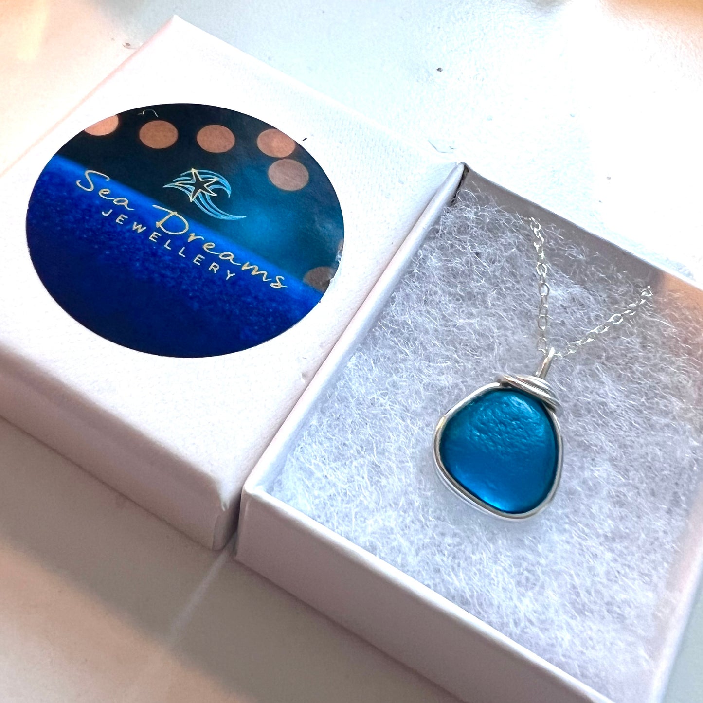 Turquoise Green Seaham Sea Glass Pendant