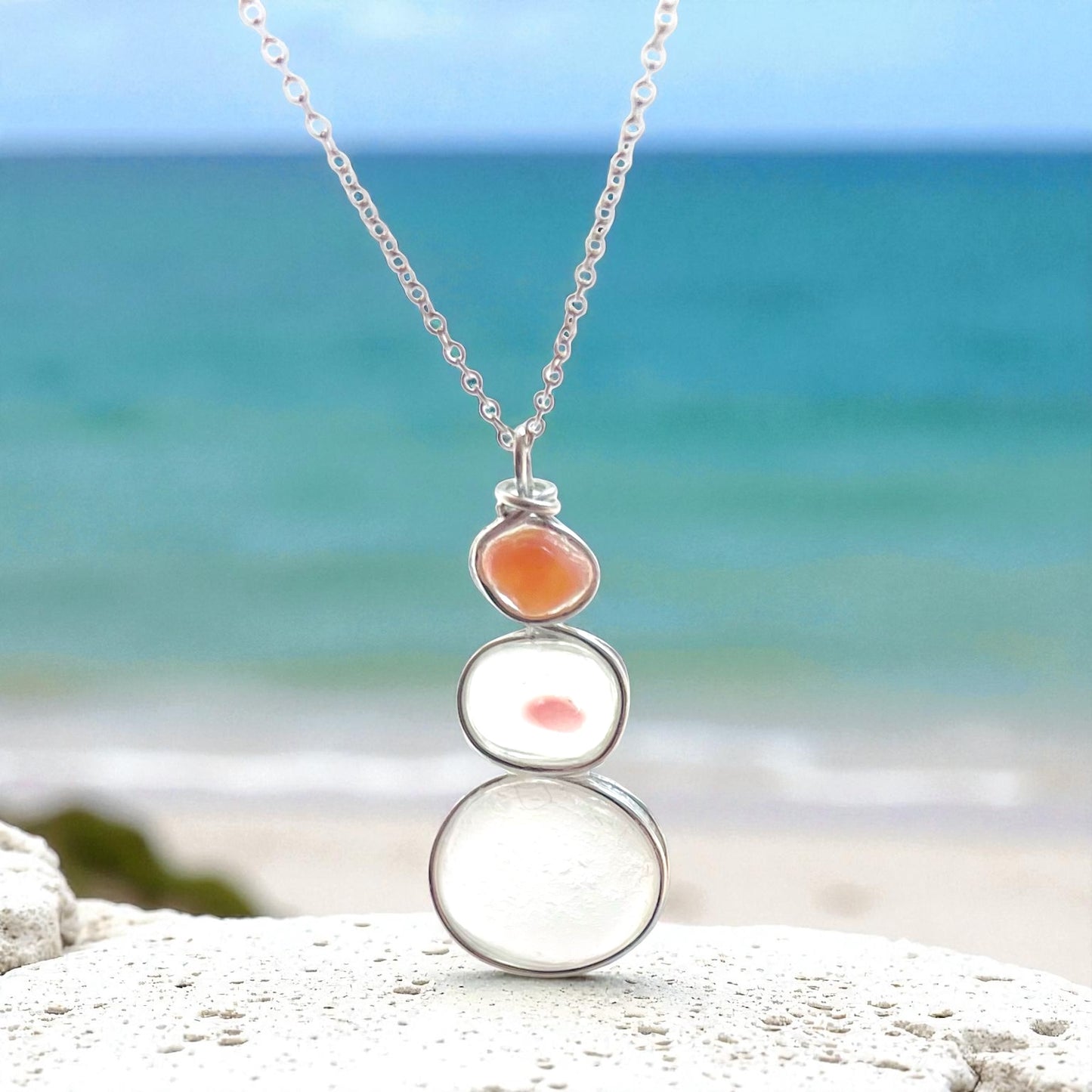 Three Piece Seaham Sea Glass Pendant