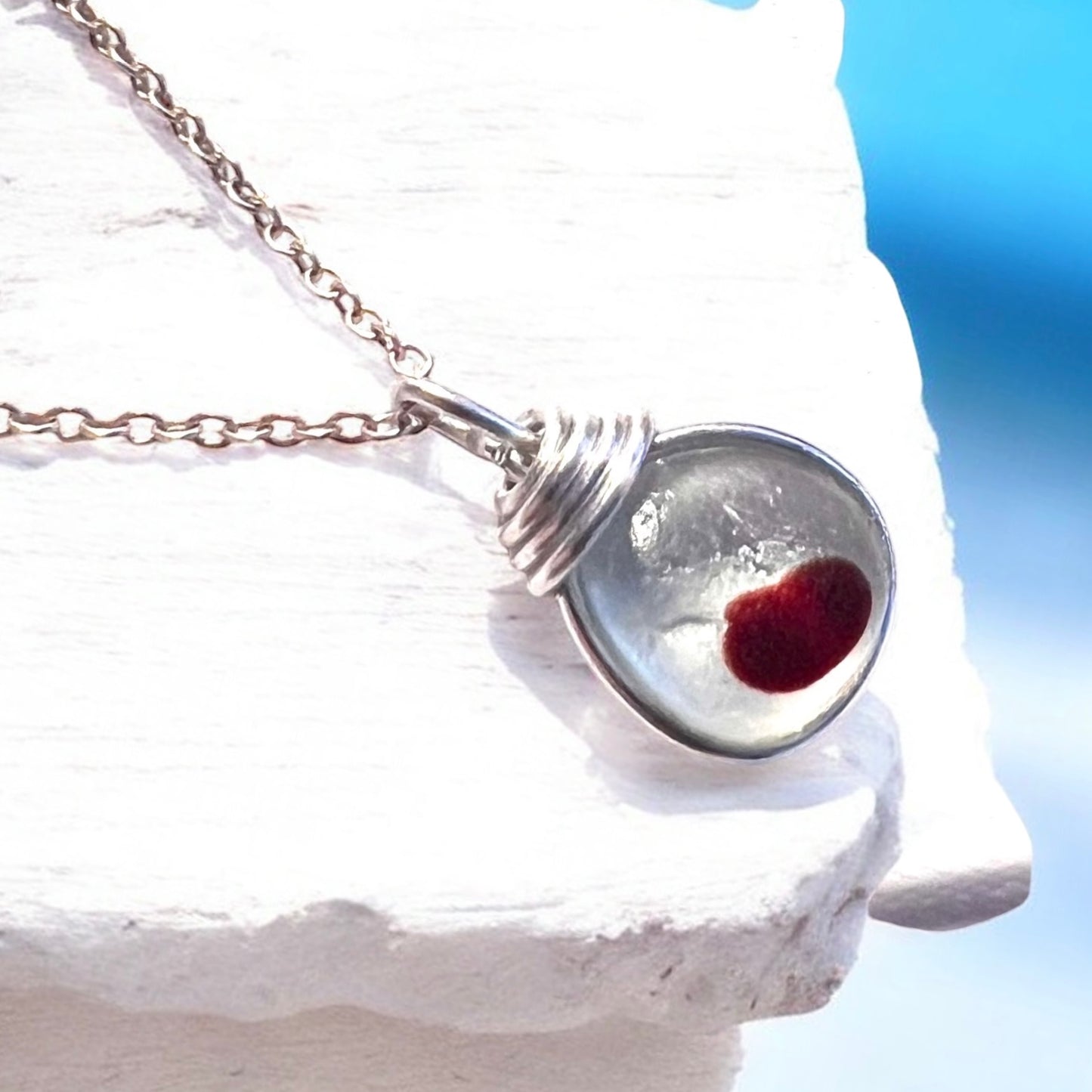 Red Dot Seaham Sea Glass Multi Tone Pendant