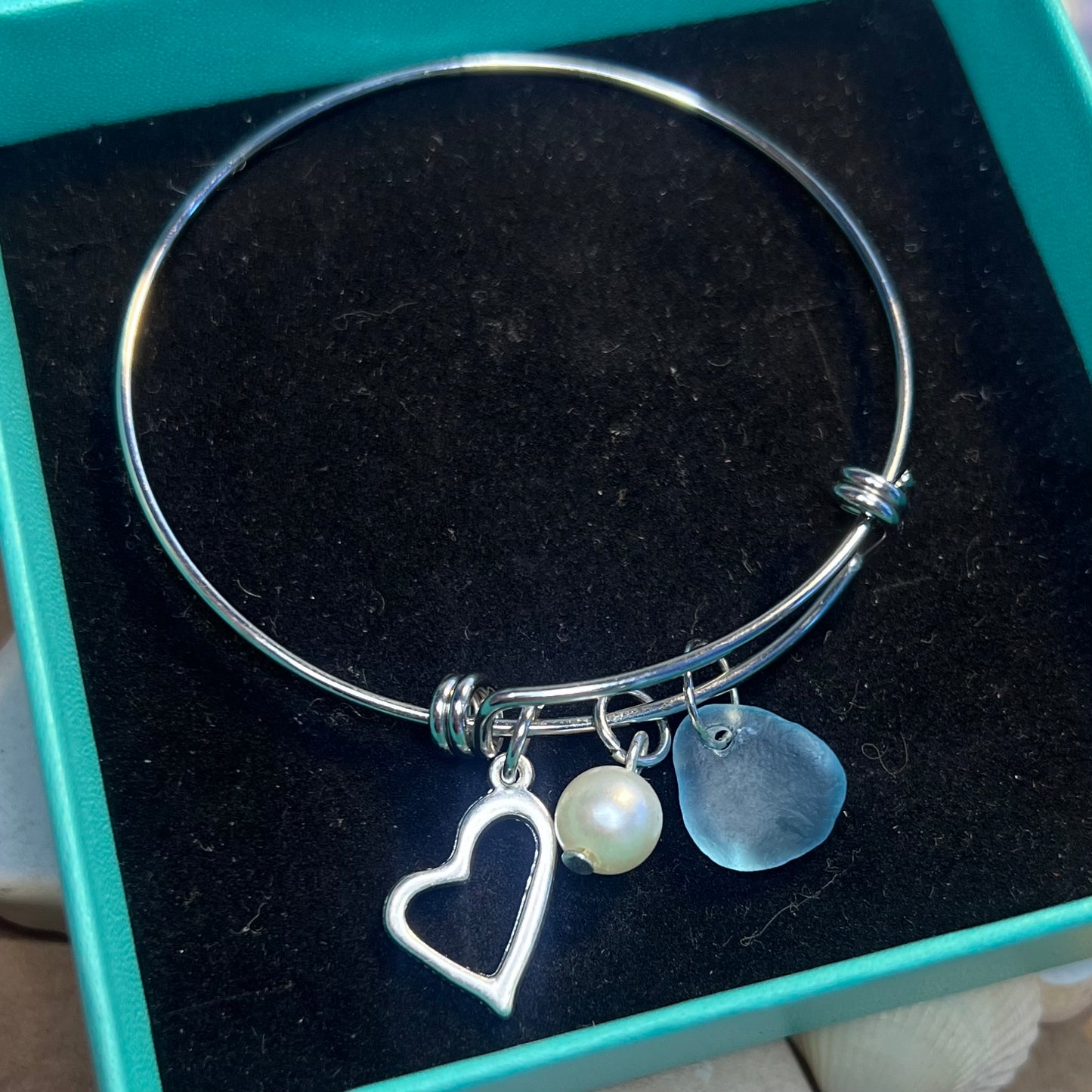 Seaham Sea Glass Heart Charm Bracelet