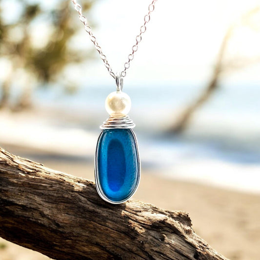 Blue Seaham Sea Glass Multi Pendant