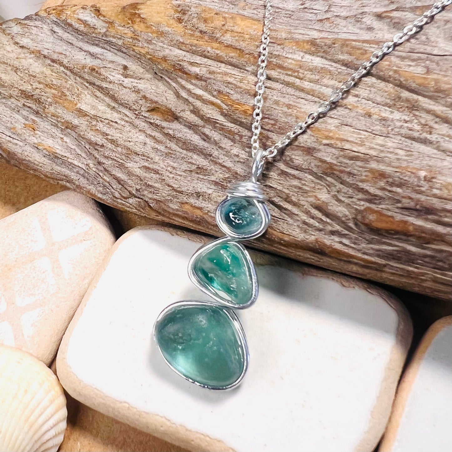 Three Piece Seaham Sea Glass Pendant