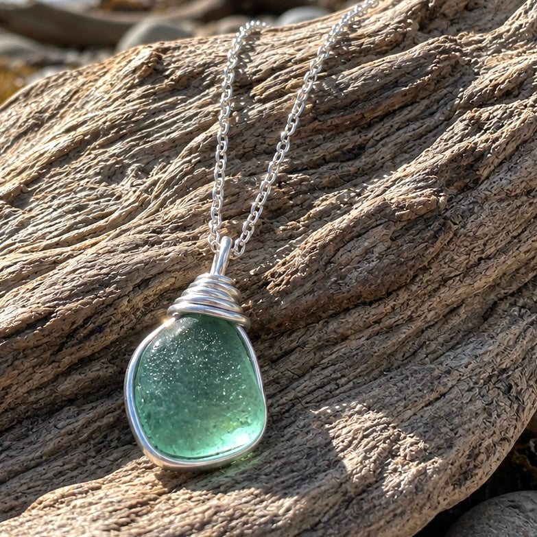 Turquoise Seaham Sea Glass Pendant