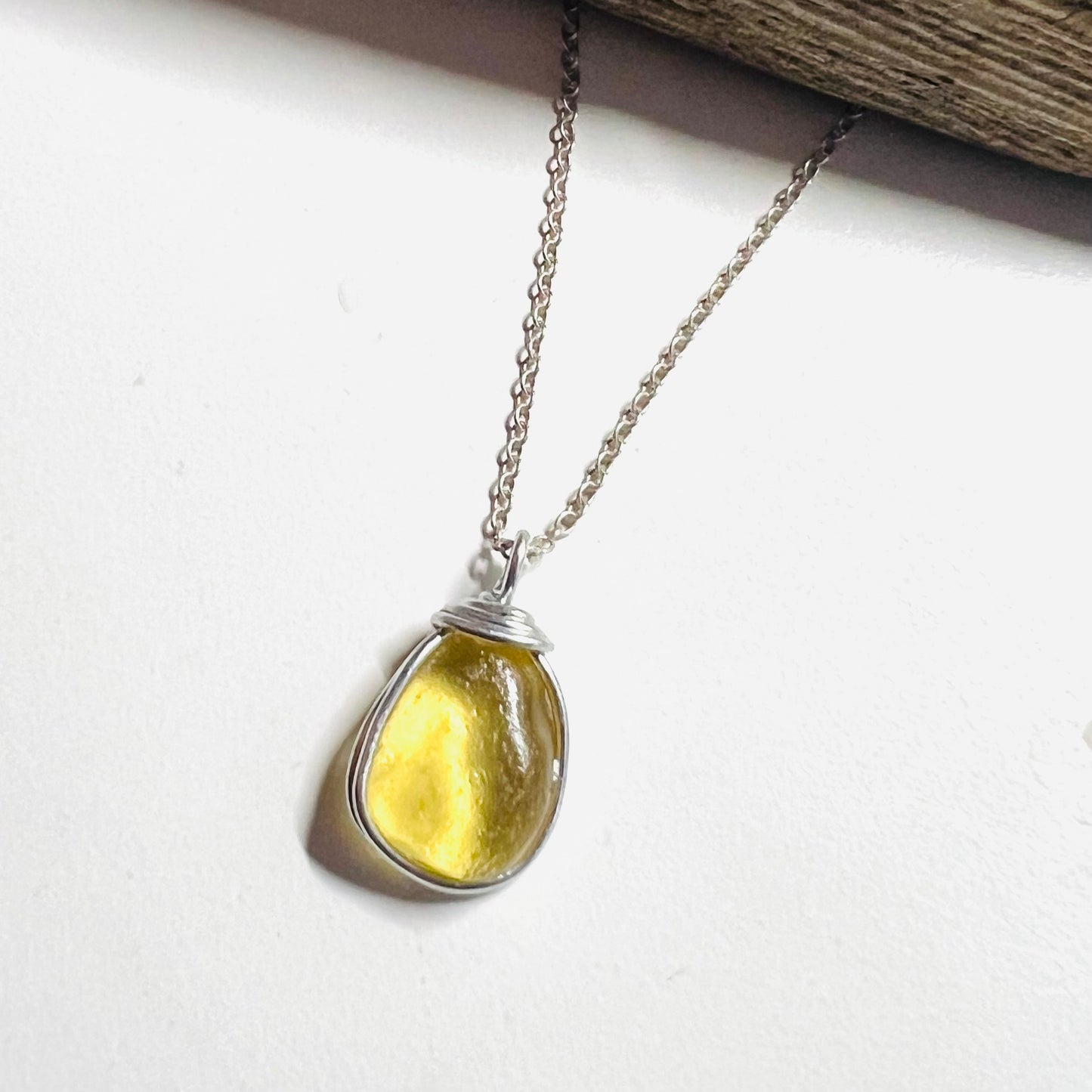 Rare Yellow Sea Glass Pendant