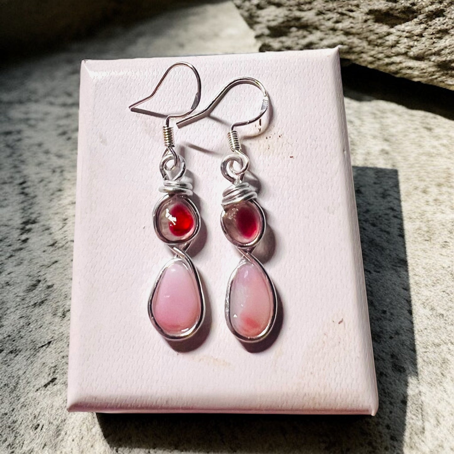 Pink Sea Glass Drop Earrings