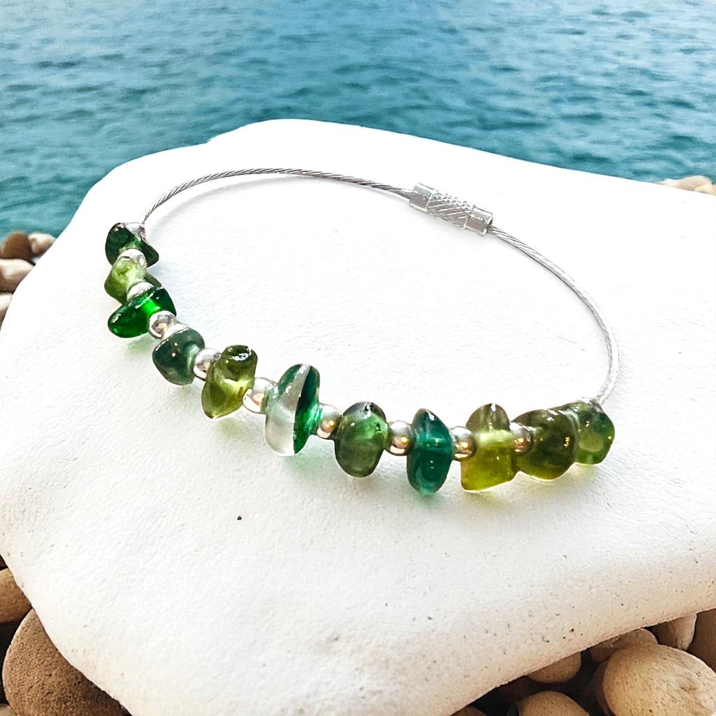 Seaham Sea Glass Mixed Greens Bangle