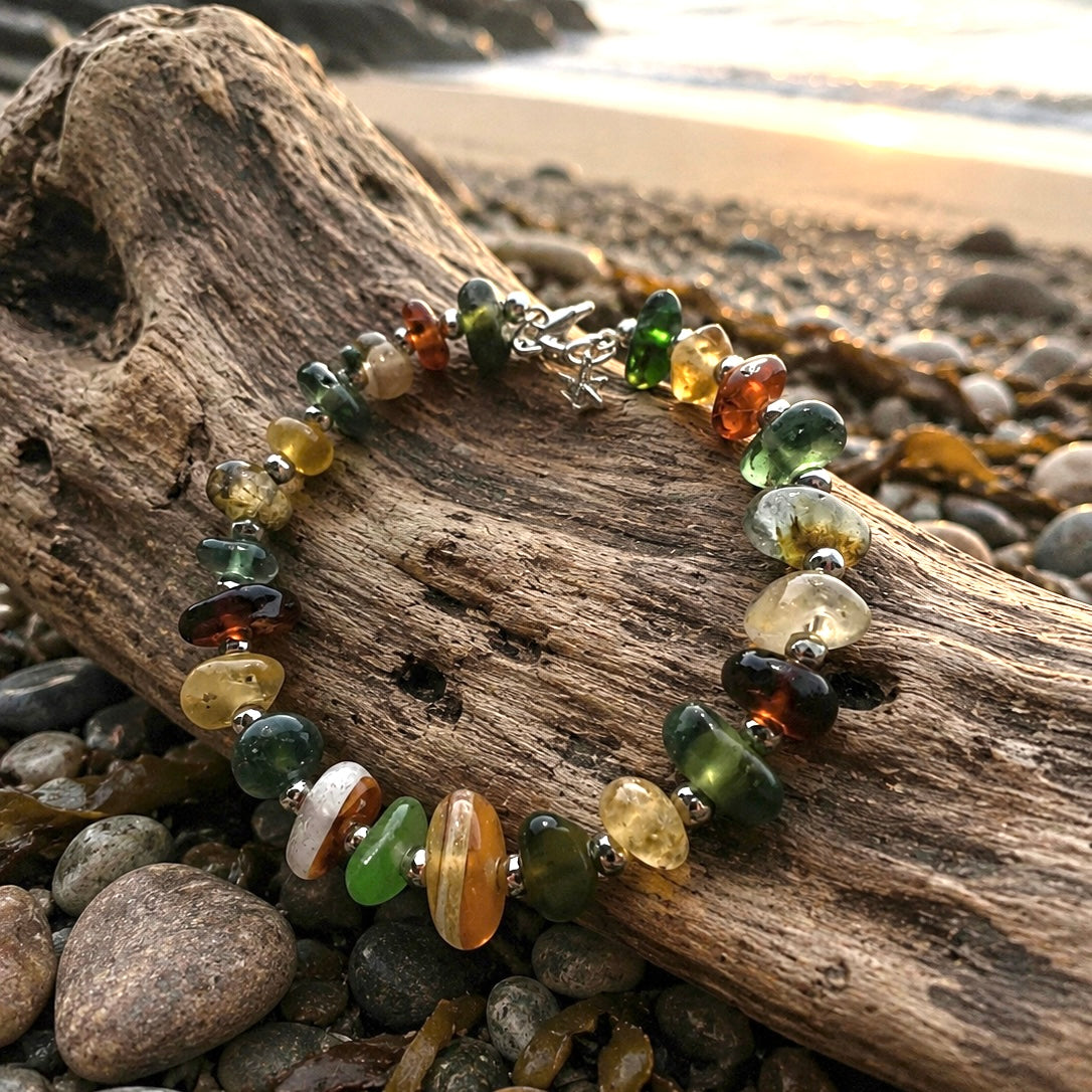 Seaham Sea Glass Autumnal Full Circle Bracelet