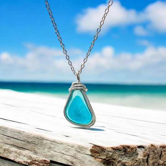 Turquoise Seaham Sea Glass Multi  Pendant