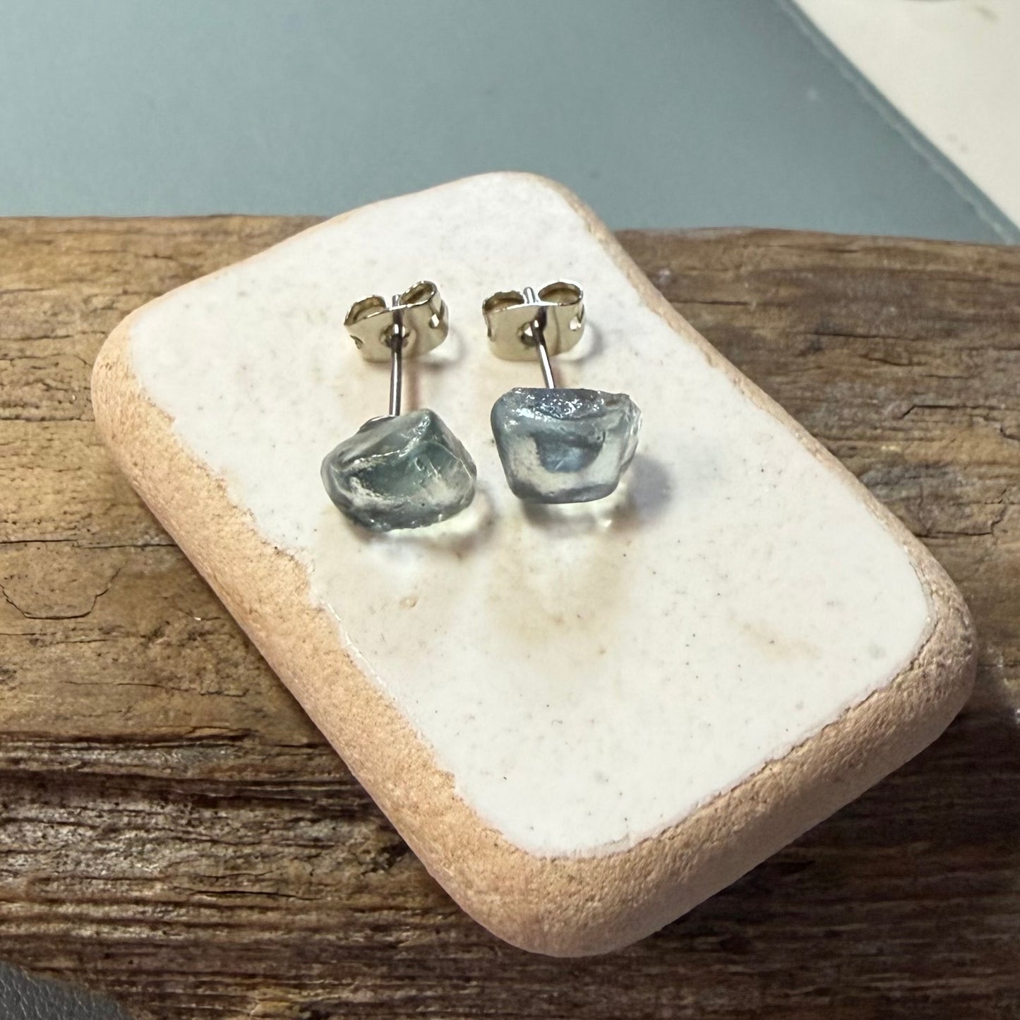 Grey Seaham Glass Stud Earrings