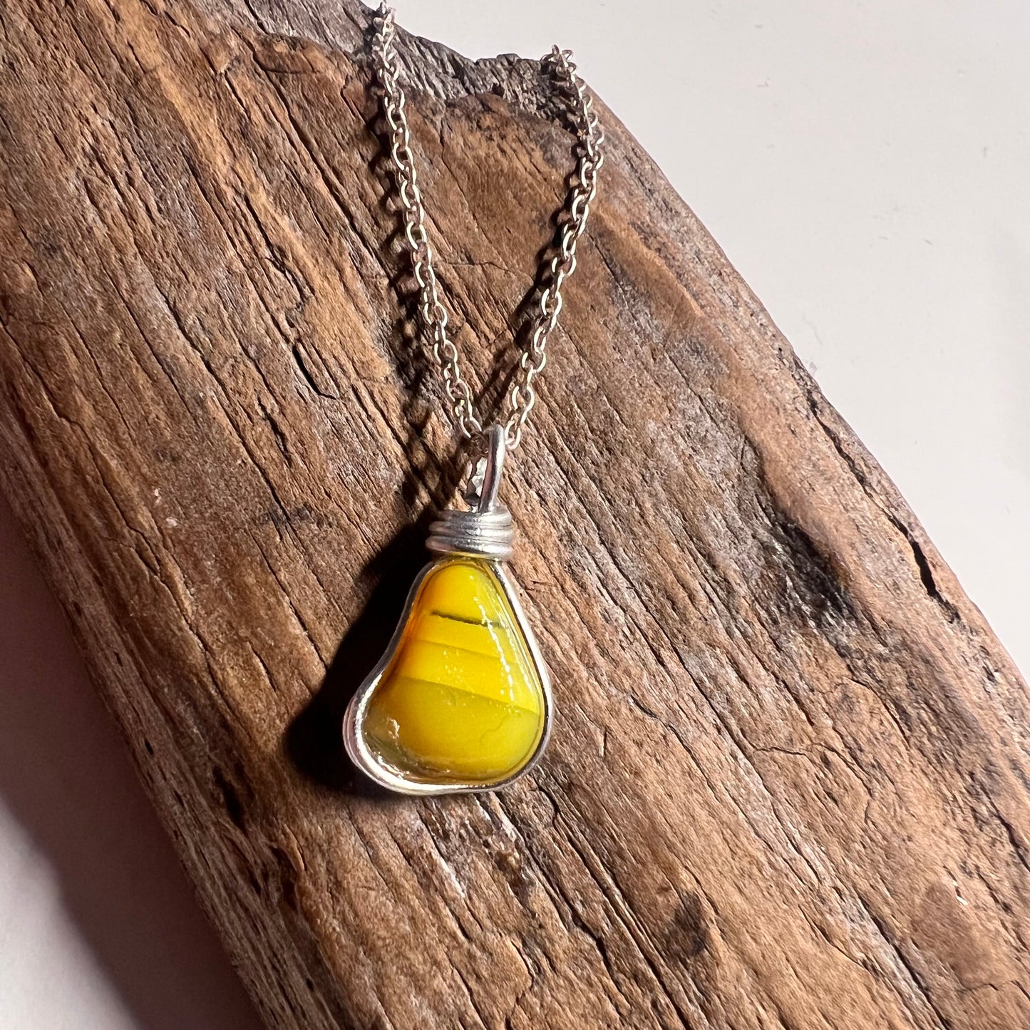 Canary Island Rare Yellow Sea Glass Pendant