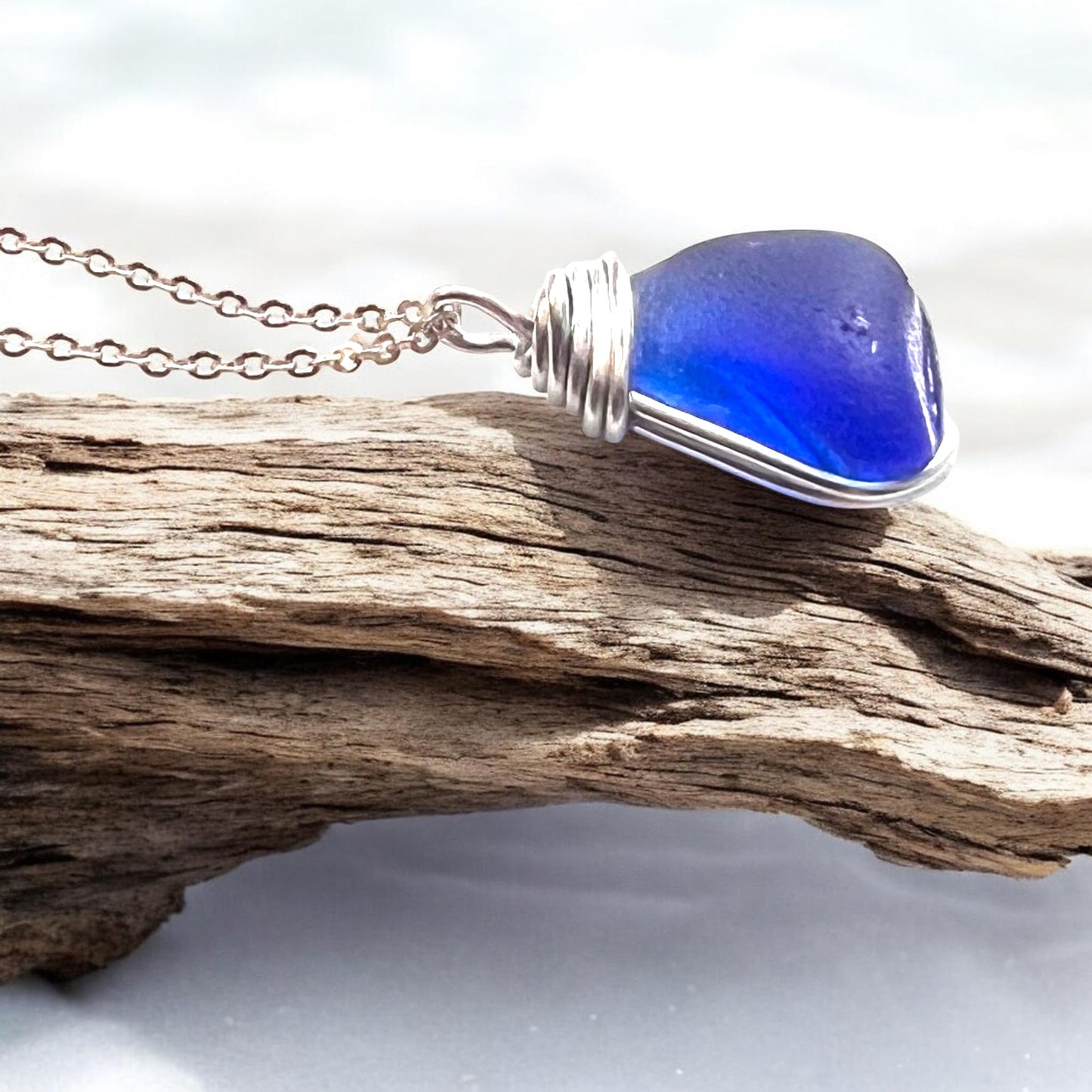 Deep Blue Seaham Sea Glass Pendant
