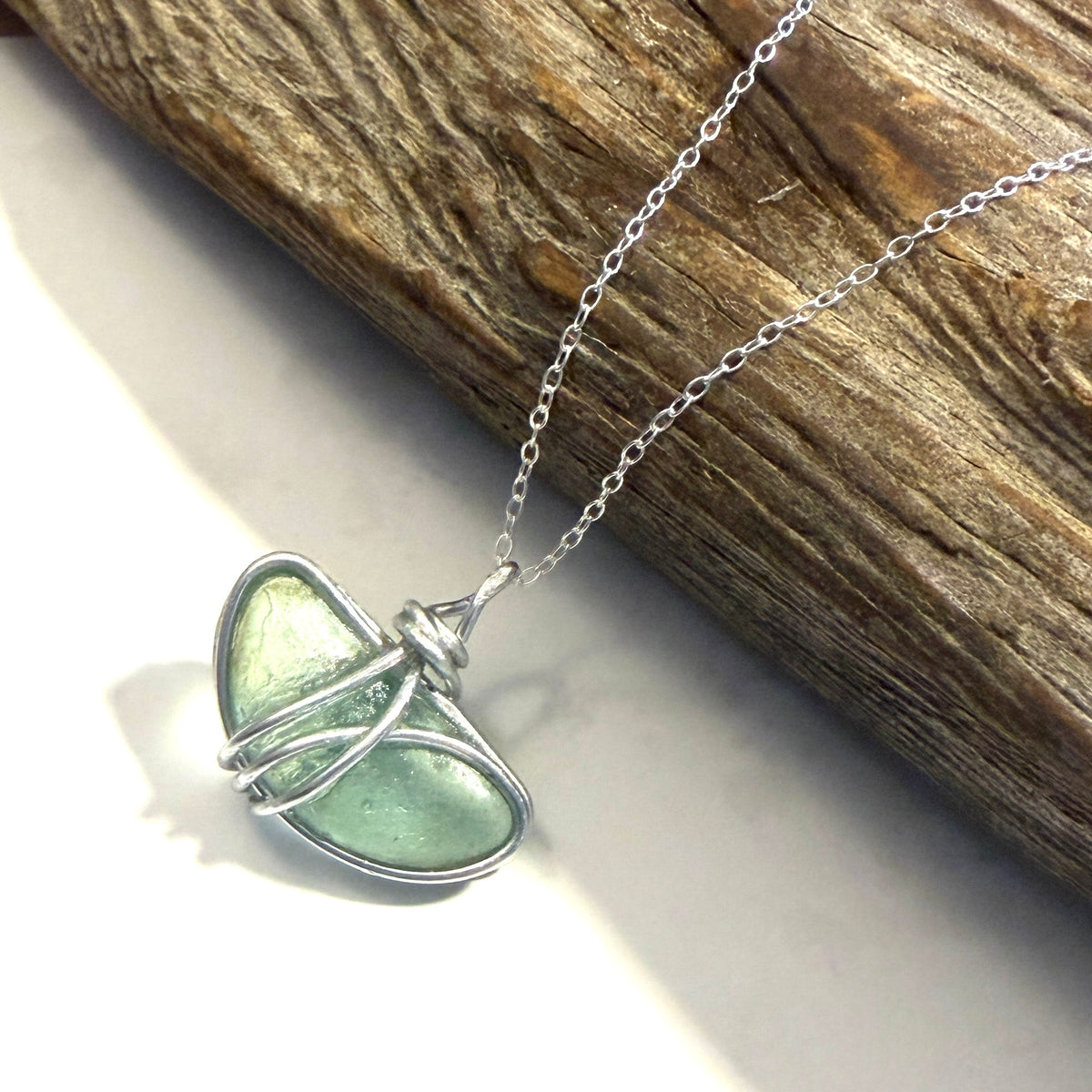 Aqua Green Seaham Sea Glass Pendant