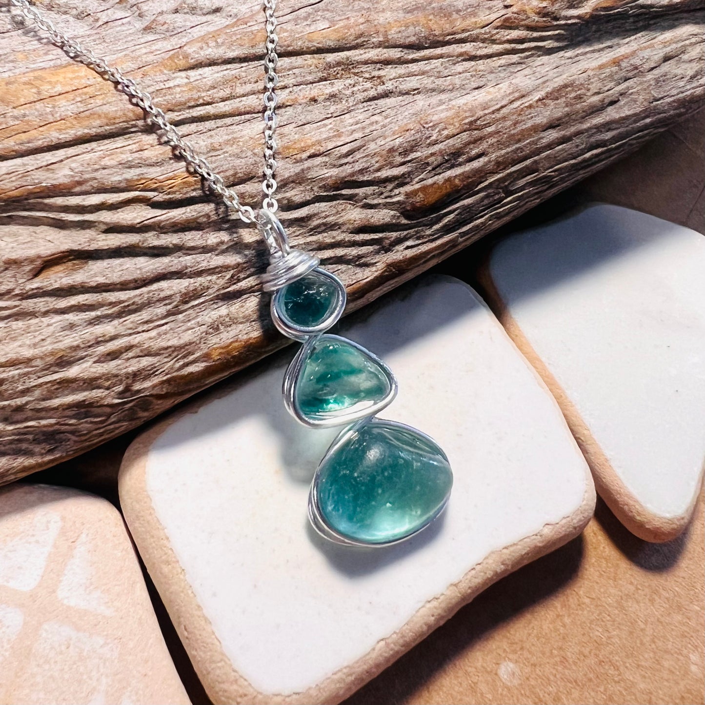 Three Piece Seaham Sea Glass Pendant