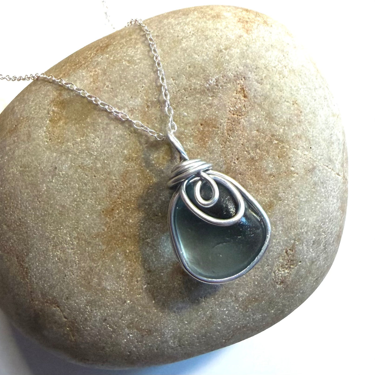 Dusky Blue Seaham Sea Glass Pendant