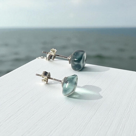 Grey Seaham Sea Glass Stud Earrings