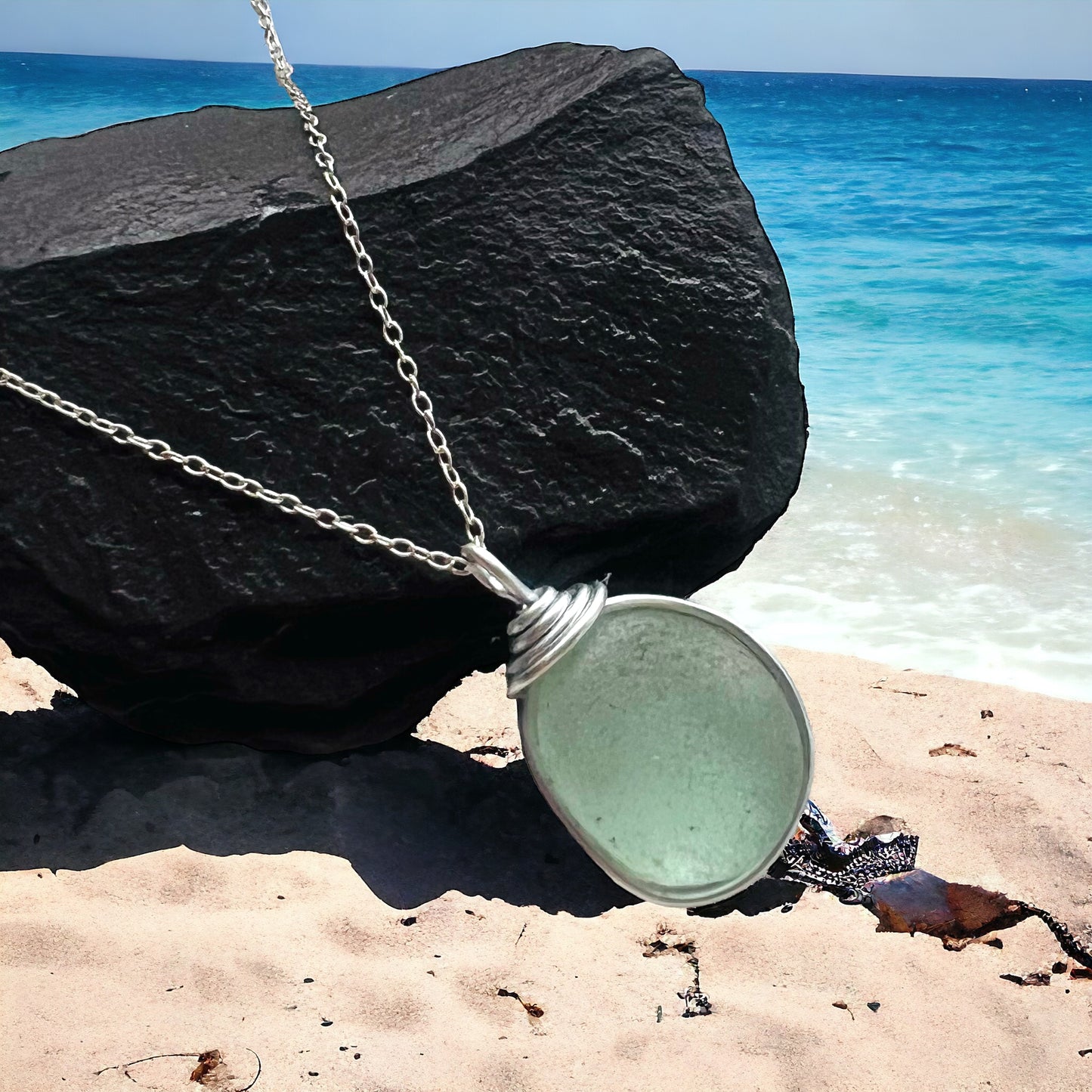 Seafoam Seaham Sea Glass Pendant