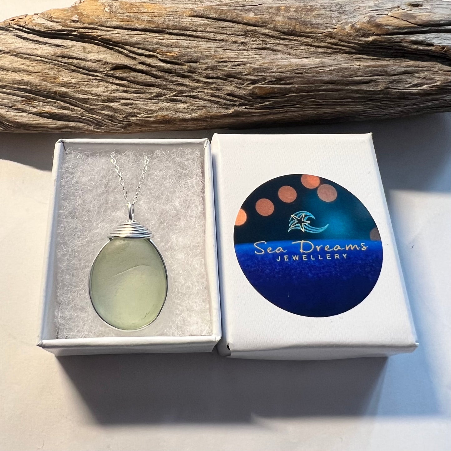 Pale Green Seaham Sea Glass Pendant