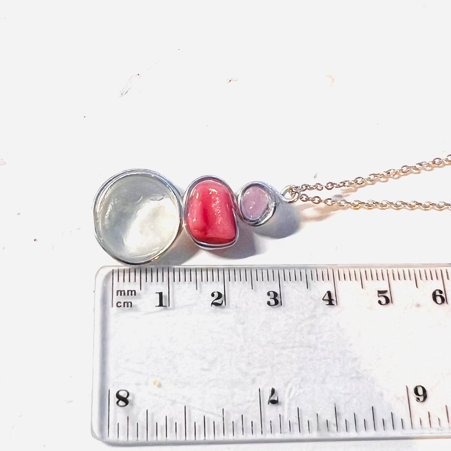 Rare Pink Three Piece Seaham Sea Glass Pendant