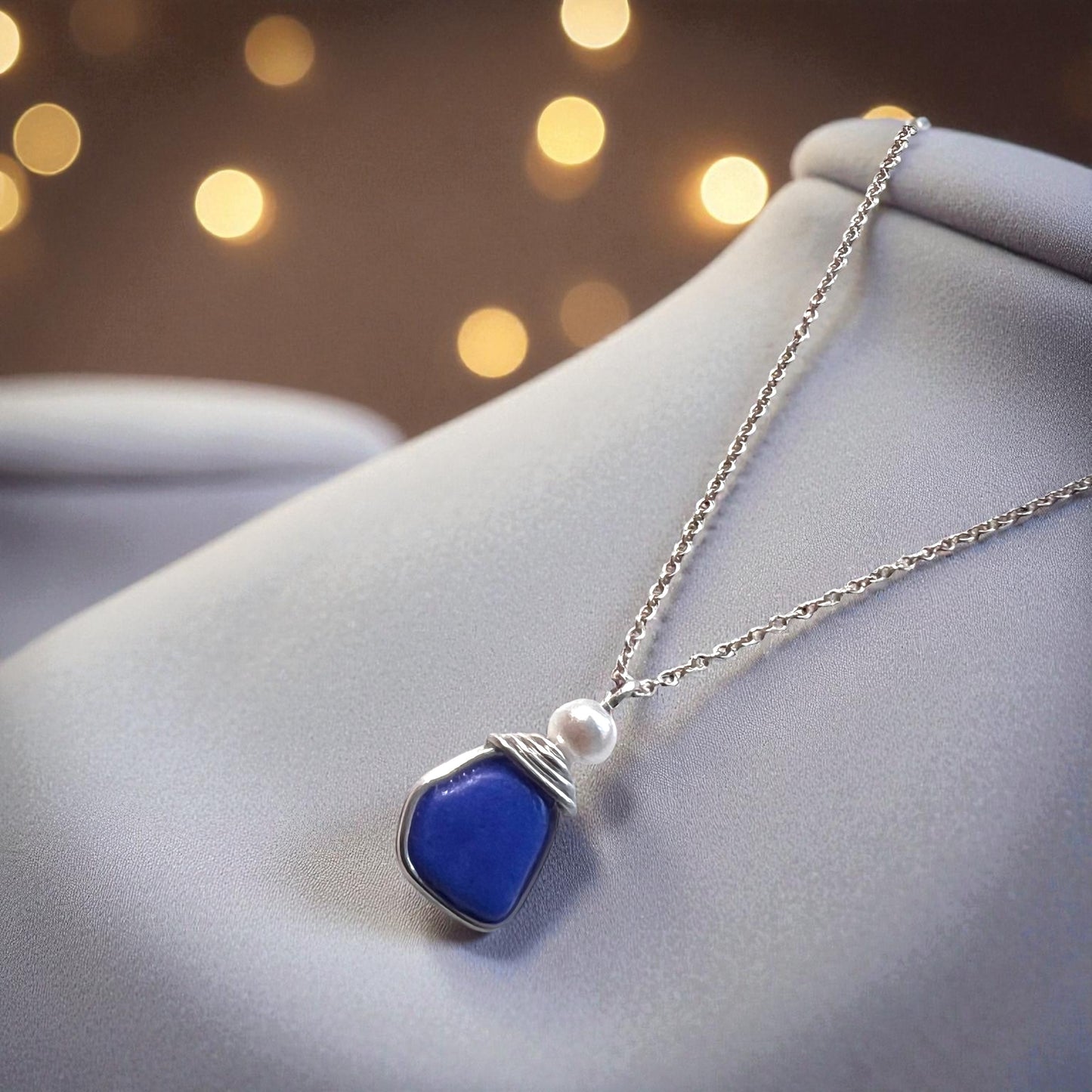 Blue Seaham Sea Glass Pendant