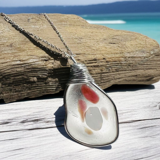 Very Large Italian Iberian Sea Multi Sea Glass Pendant