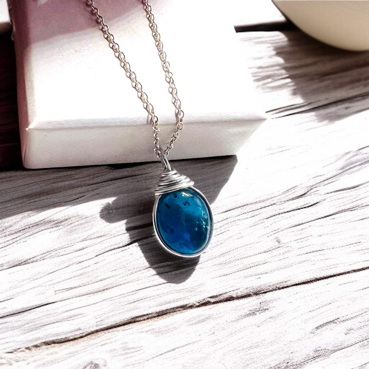 Mid Blue Seaham Sea Glass Pendant