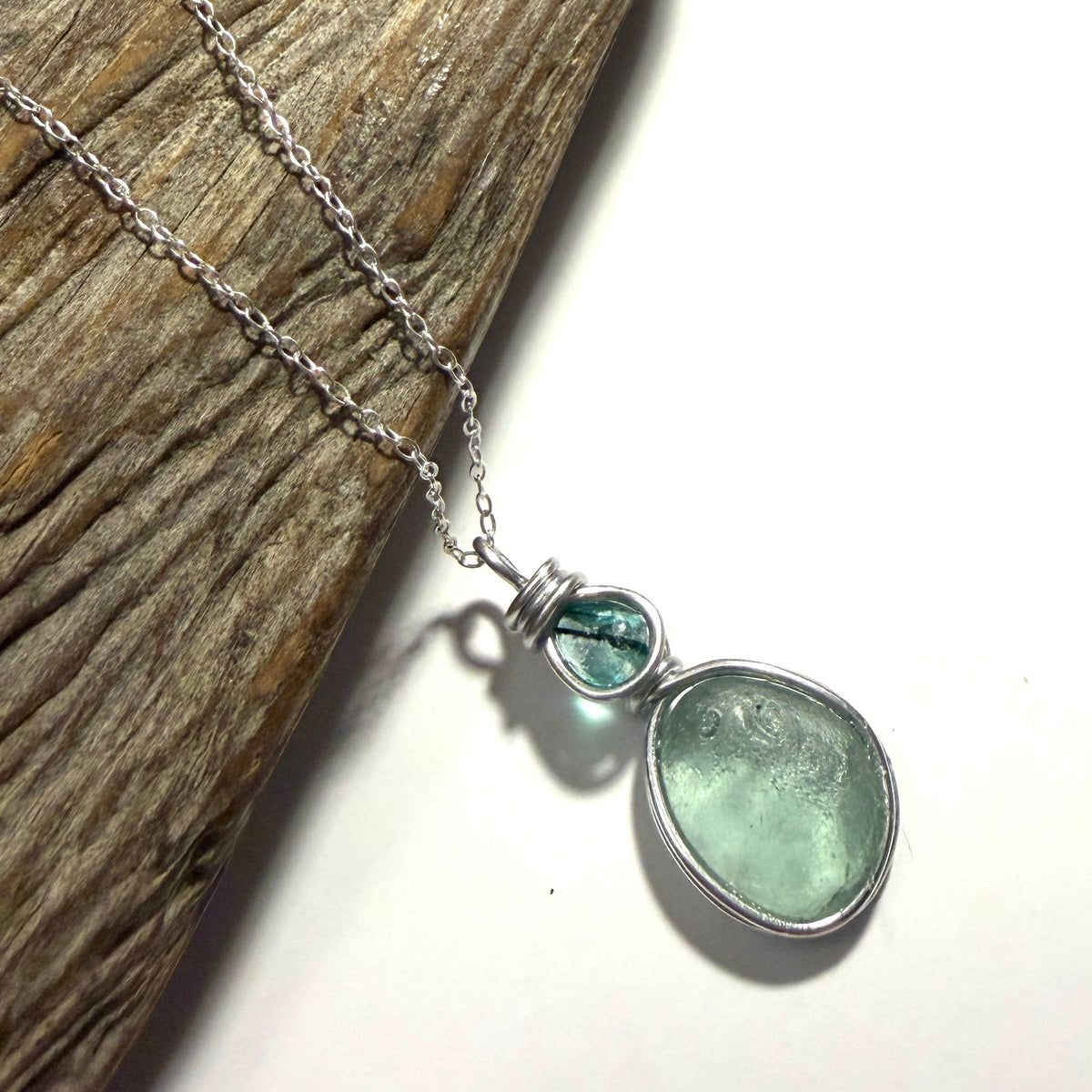 Pale Green Seaham Sea Glass Pendant