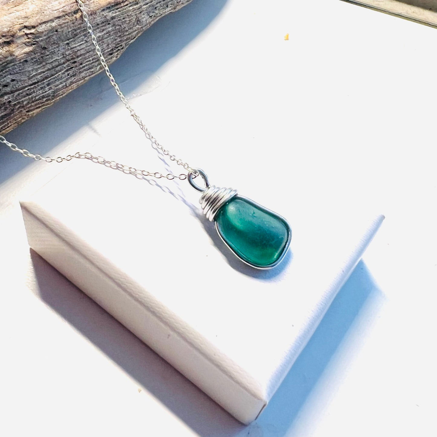 Turquoise Seaham Sea Glass and Glass Pearl Pendant
