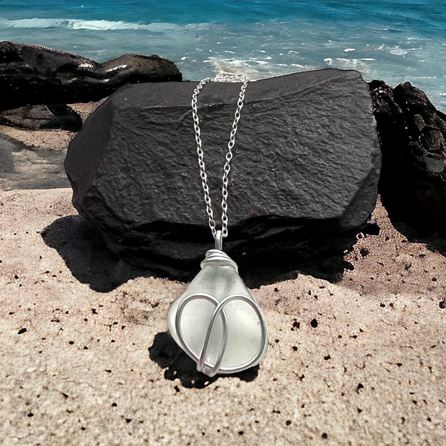 White Devon Sea Glass Pendant