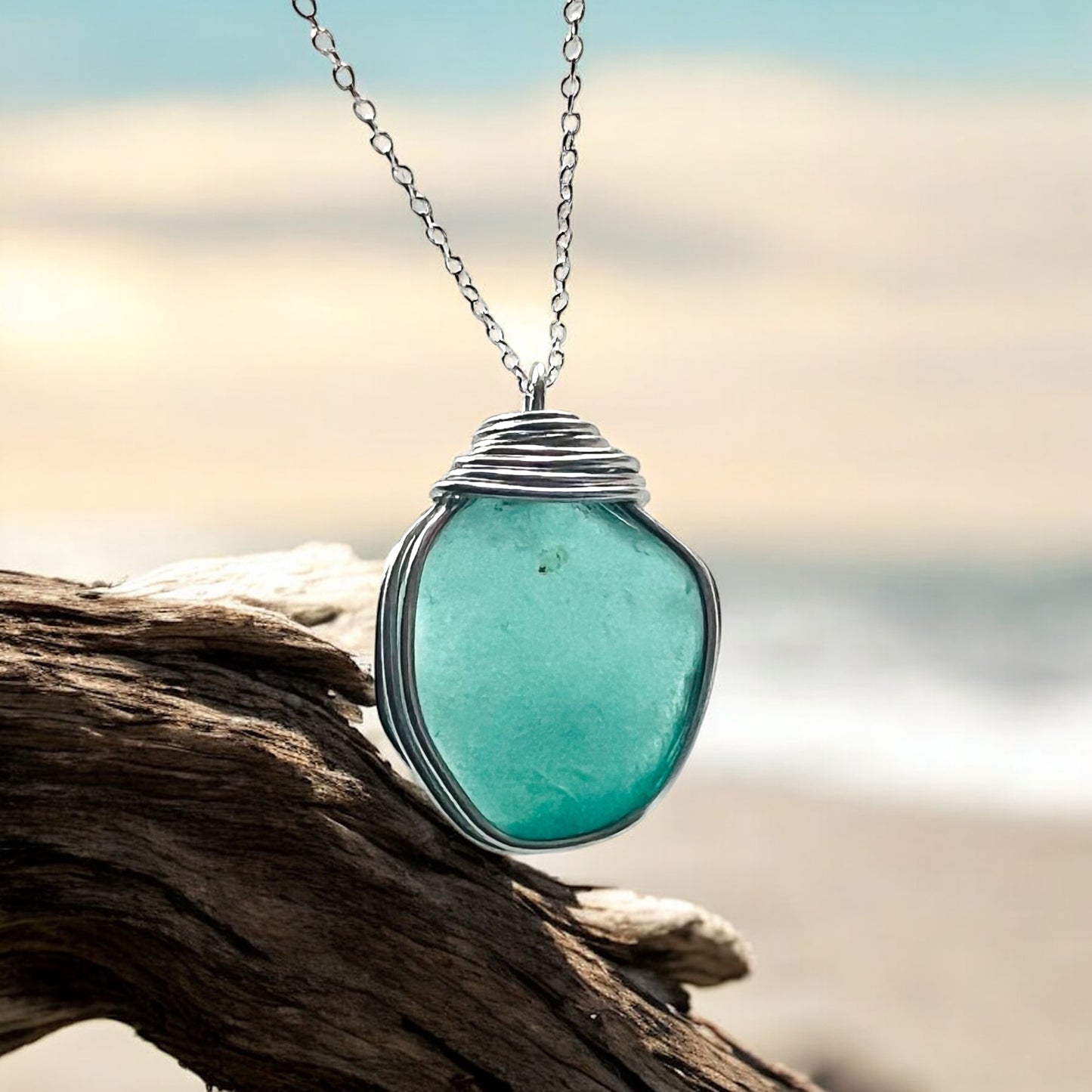 Rare Turquoise Kent Sea Glass Pendant