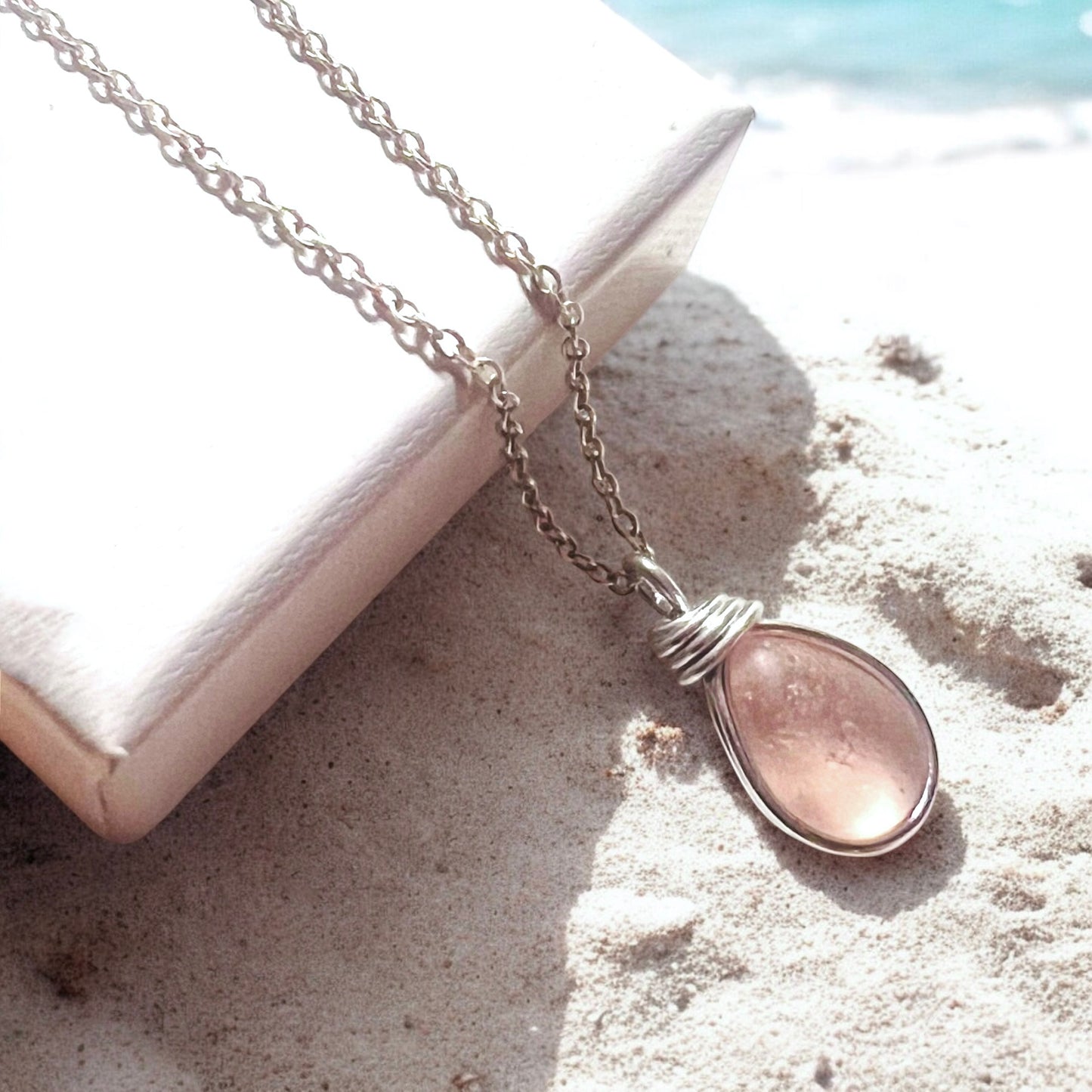 Rare Pale Pink Seaham Sea Glass Pendant