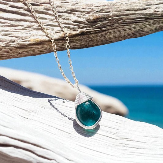 Turquoise Seaham Sea Glass Pendant