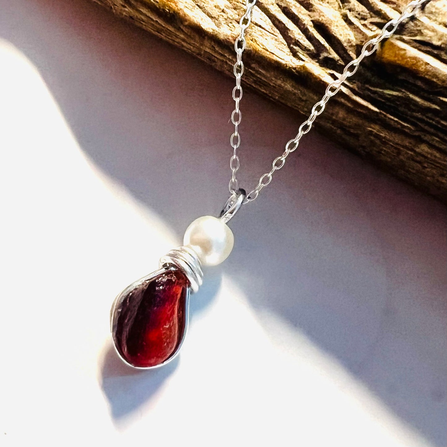 Rare Deep Red/Orange Seaham Sea Glass  Pendant