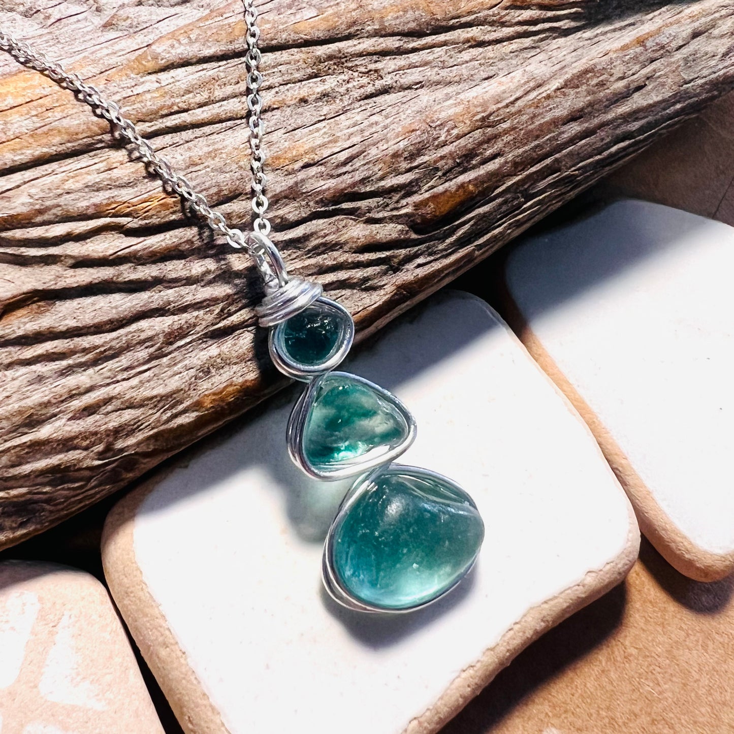 Three Piece Seaham Sea Glass Pendant