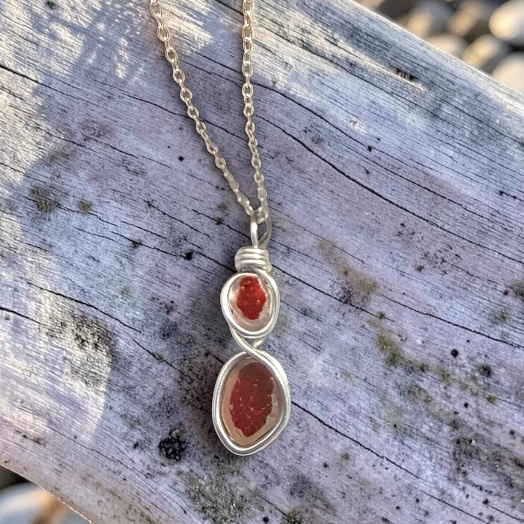 Red Seaham Sea Glass Multi Tone Pendant