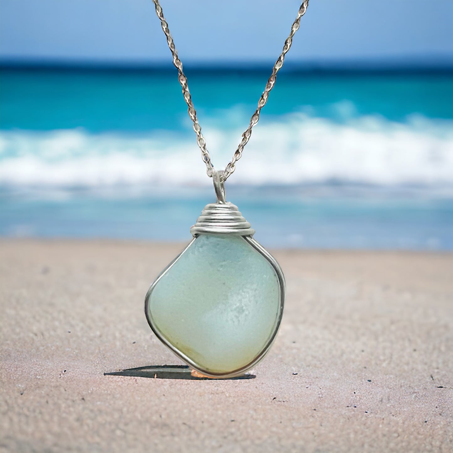 Large Opalite Seaham Sea Glass Pendant
